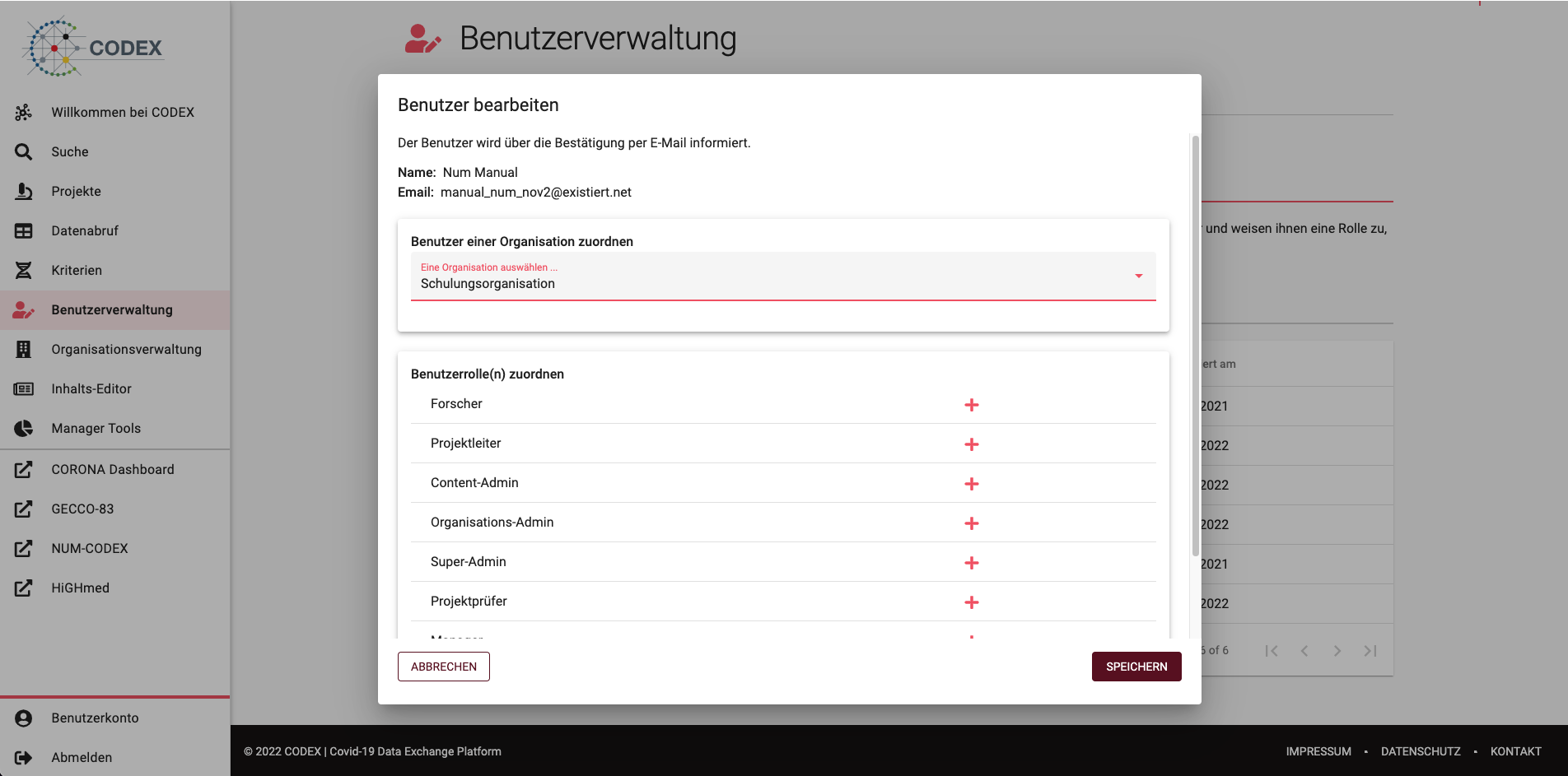 Bildschirmfoto des Dialogfensters zur Freischaltung neuer Benutzer